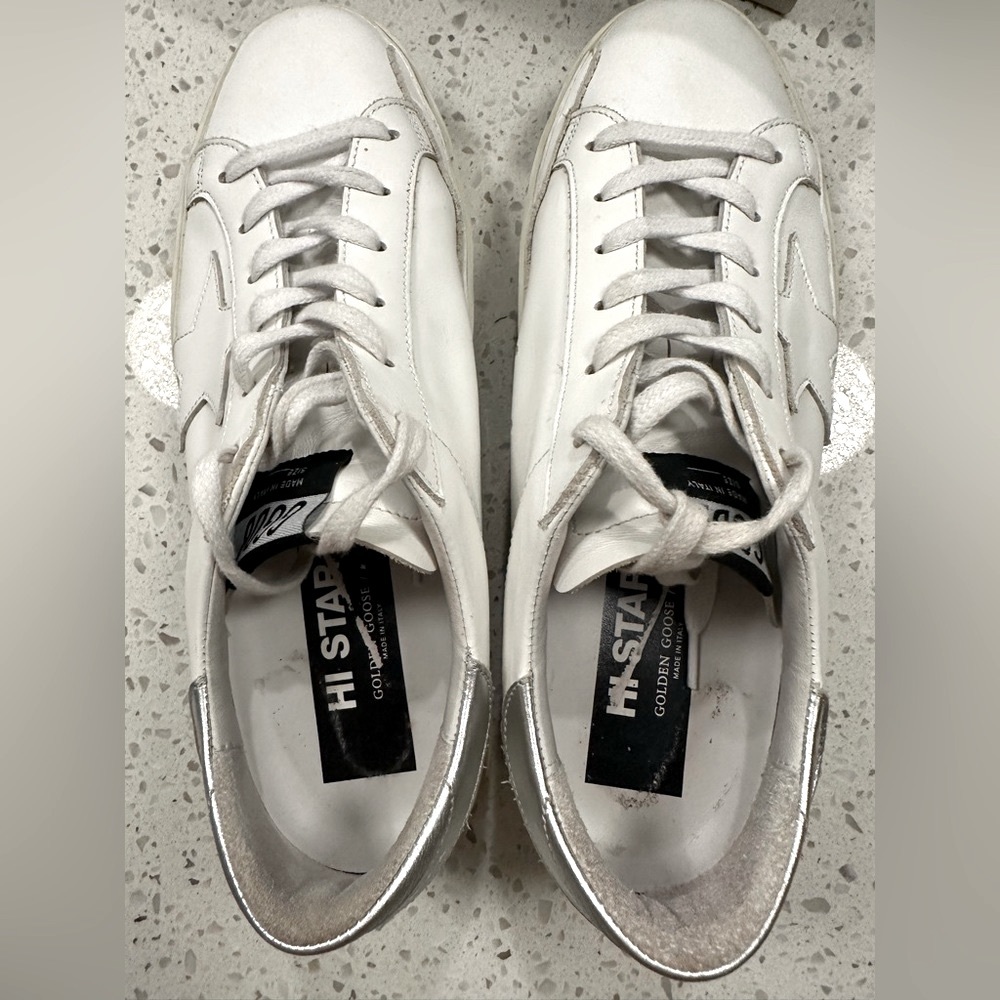 Golden Goose Hi Star 39 white and silver with box - Picture 10 of 13